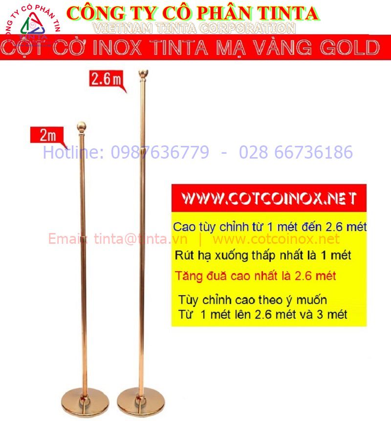 Mẫu cột cờ công sở mạ vàng. TinTa cung cấp mau cot co cong so đẹp inox bạc . Cột cờ inox TinTa dùng trong văn phòng mạ vàng titan