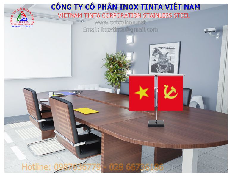 Sử dụng chân đế cắm cờ để bàn làm việc đá cao cấp tăng thêm sự sang trọng và đẳng cấp cho phòng họp, hội nghị