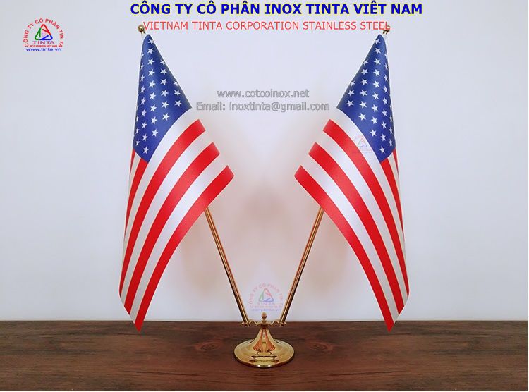 Chân đế cắm cờ inox vàng hai nhánh V cao cấp giá rẻ giao hàng toàn quốc miễn phí ship.