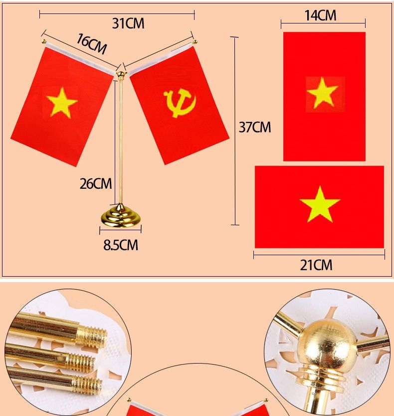 Chi tiết tháo rời. Mẫu chân đế cắm cờ để bàn làm việc sản xuất tại Việt Nam tại Thành phố Hồ Chí Minh.