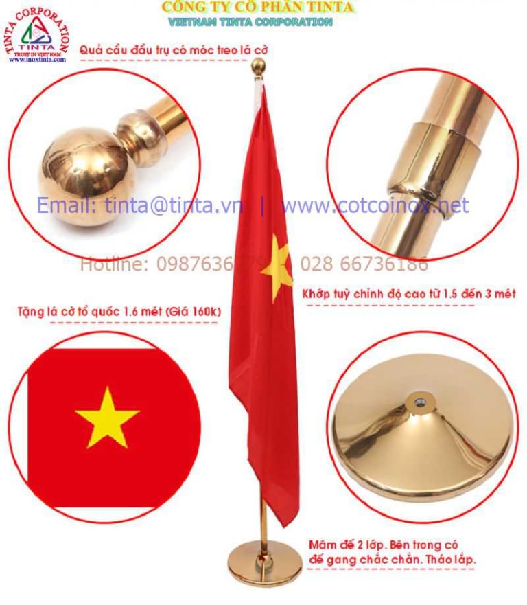 Ưu Điểm Vượt Trội của Cột Cờ Inox Mạ Vàng Titan