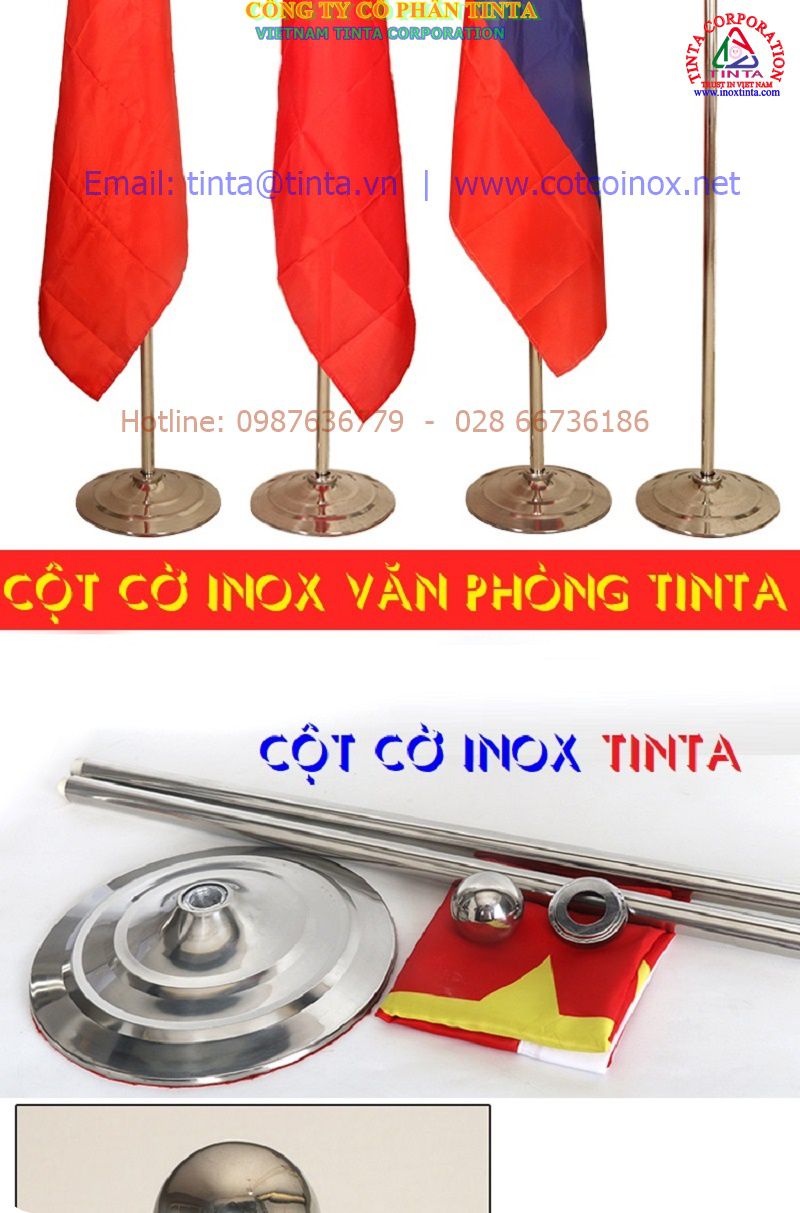Hình ảnh chi tiết một bộ cột cờ đầy đủ, sẵn sàng lắp ráp với cấu trúc linh hoạt và các phần tháo rời tiện dụng.