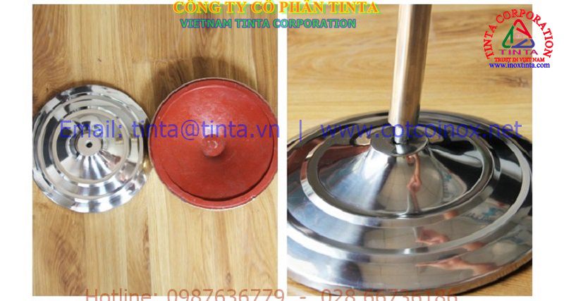 Hình ảnh của chân đế cắm cờ mẫu đế hoa văn inox trắng dùng cho cột cờ inox văn phòng cao 2 mét