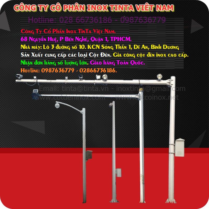 Cột đèn giao thông inox 304, 316. Sản phẩm công nghệ mới về cot den giao thong.