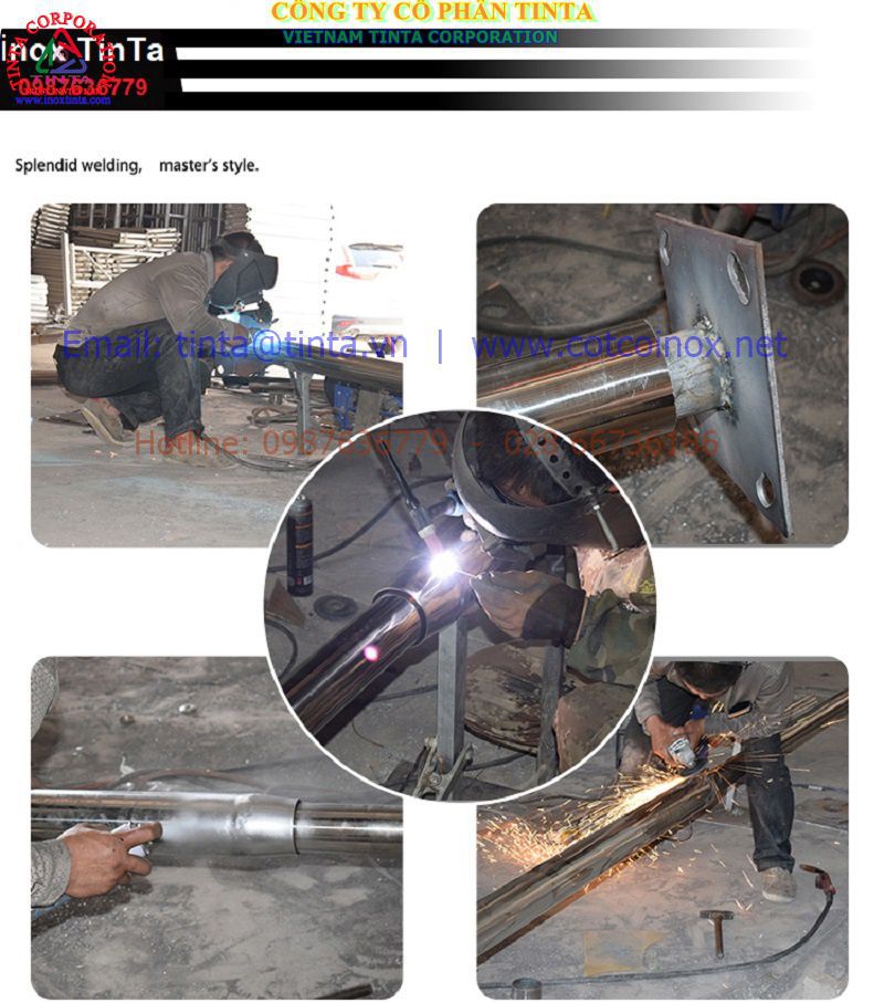 Gia công cột cờ inox tại xưởng. Thi công cột cờ inox Cà Mau, mau cot co inox Ca Mau noi mũi Cà Mau hình ảnh đẹp. Cot co inox tinTa .