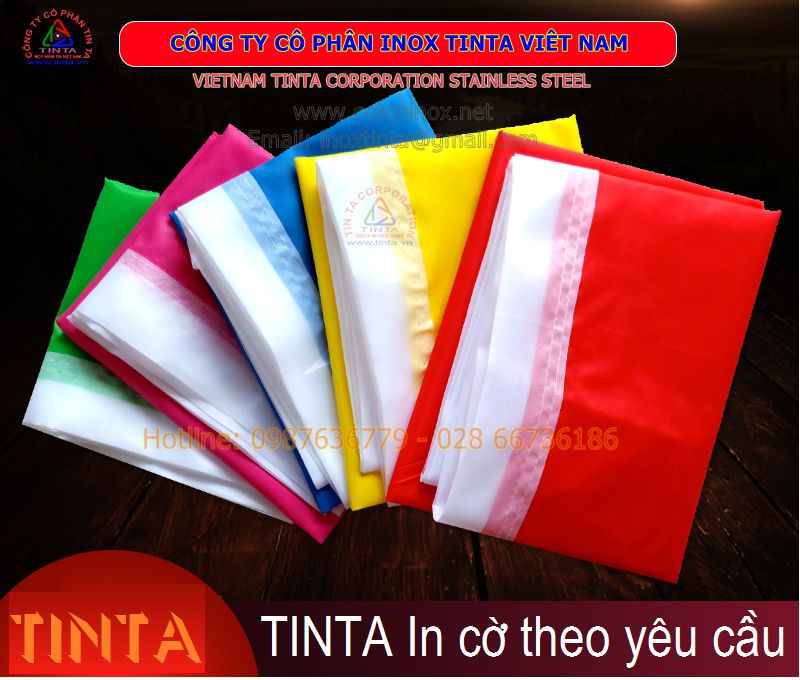 Kích thước lá cờ để bàn, văn phòng, ngoài trời và lá cờ tổ quốc Việt Nam và cột cờ inox 304.