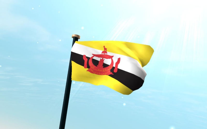 Lá cờ Brunei giá rẻ tại HCM. Quốc kỳ Brunei có dạng hình chữ nhật với quốc huy Brunei