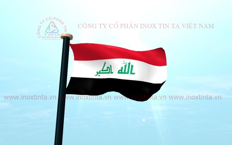 Lá cờ Iraq giá rẻ tại TP HCM. Các lá cờ của Iraq bao gồm ba bình đẳng ngang màu đỏ , trắng , và màu đen sọc